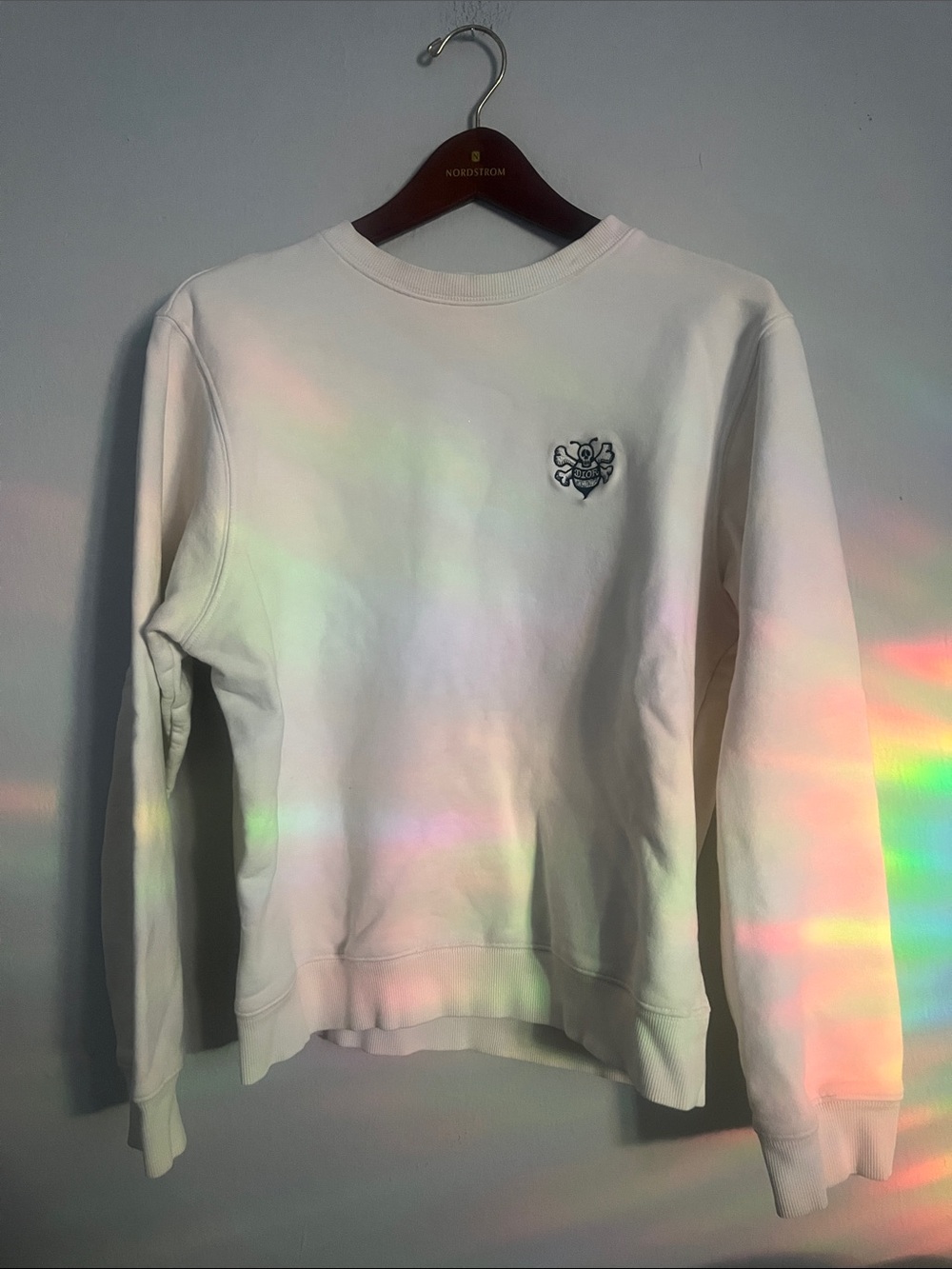 Dior Off-White Crewneck Sweater with Chest Motif